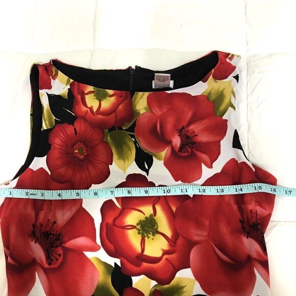 Cache Womens Sleeveless Red Floral Leopard Trim lined Sheath Dress Size 4 - Picture 5 of 9